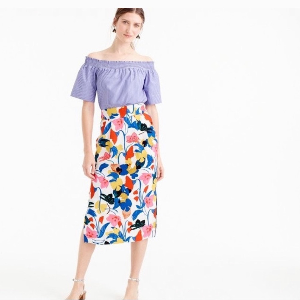 J. Crew Floral Midi Skirt - Multicolor